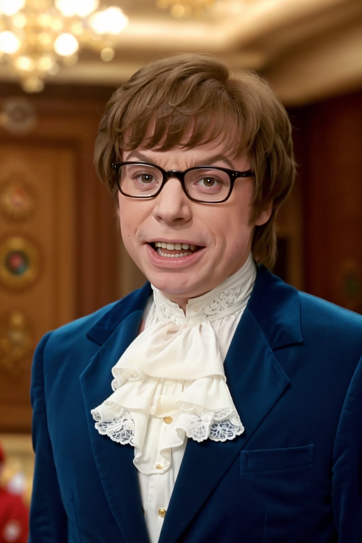 <lora:Austin Powers:0.6> Austin Powers, standing in a luxury mansion hall
(masterpiece:1.2) (photorealistic:1.2) (bokeh) (...